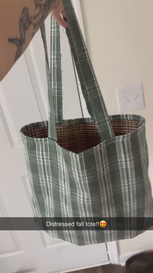 Distressed fall tote bag